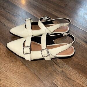 Old Navy Cream Slingback Flats with Buckle Detail